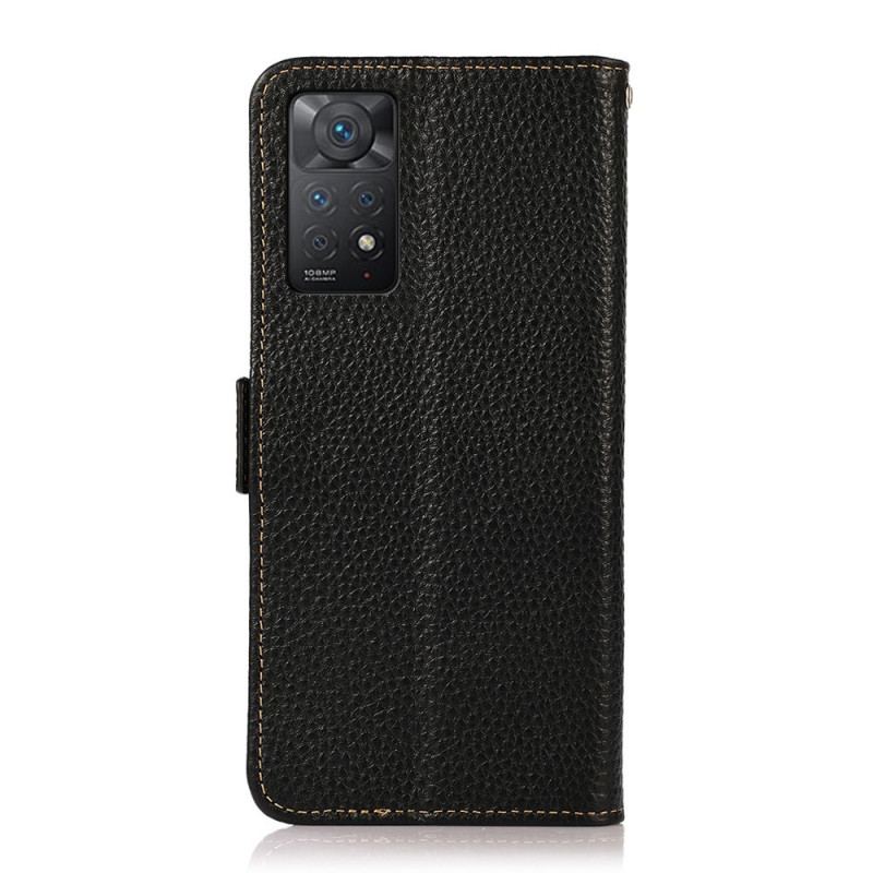 Capa Flip Para Xiaomi Redmi Note 11 Pro / 11 Pro 5G Couro Litchi Genuíno Khazneh Rfid