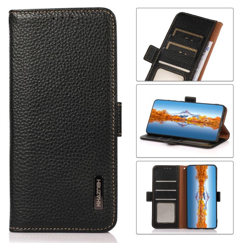 Capa Flip Para Xiaomi Redmi Note 11 Pro / 11 Pro 5G Couro Litchi Genuíno Khazneh Rfid