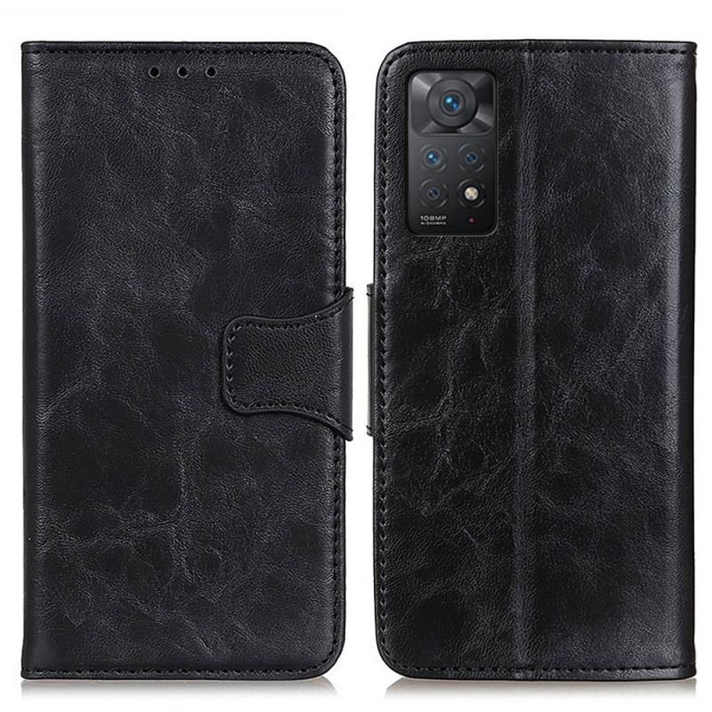 Capa Flip Para Xiaomi Redmi Note 11 Pro / 11 Pro 5G Fecho Reversível De Couro Rachado