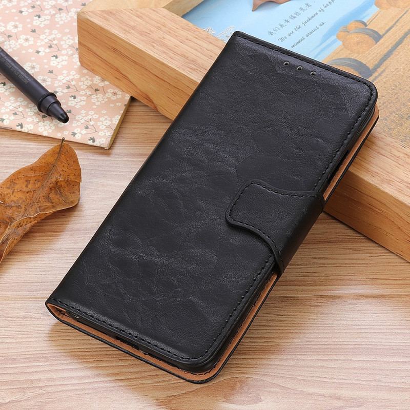 Capa Flip Para Xiaomi Redmi Note 11 Pro / 11 Pro 5G Fecho Reversível De Couro Rachado