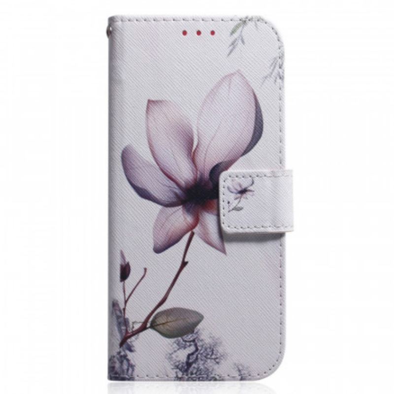 Capa Flip Para Xiaomi Redmi Note 11 Pro / 11 Pro 5G Flor Rosa Empoeirado