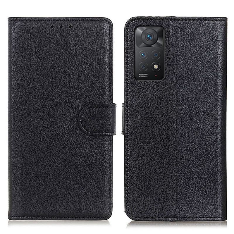 Capa Folio Para Xiaomi Redmi Note 11 Pro / 11 Pro 5G Couro Sintético De Lichia Tradicional