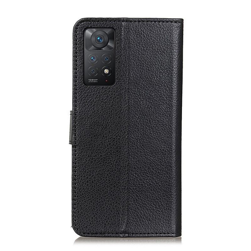 Capa Folio Para Xiaomi Redmi Note 11 Pro / 11 Pro 5G Couro Sintético De Lichia Tradicional