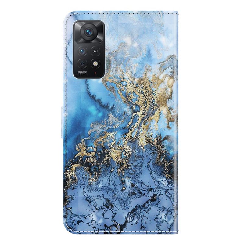 Capa Folio Para Xiaomi Redmi Note 11 Pro / 11 Pro 5G Design De Mármore Com Cordão