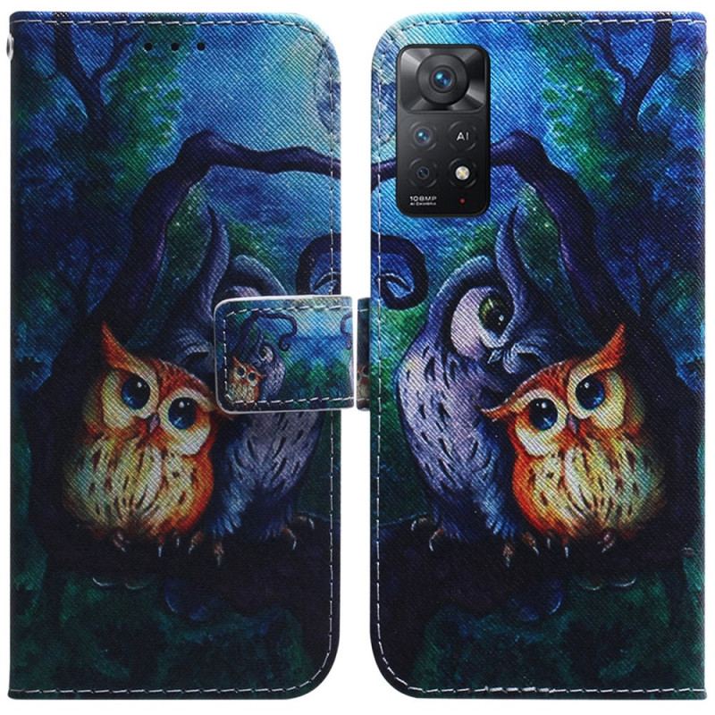 Capa Folio Para Xiaomi Redmi Note 11 Pro / 11 Pro 5G Pintura De Corujas