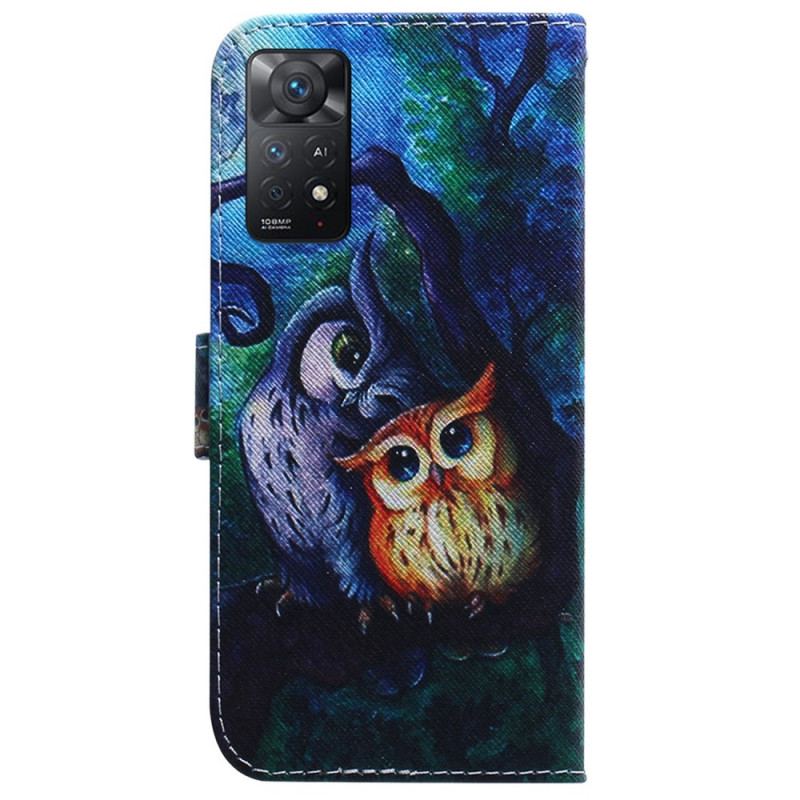 Capa Folio Para Xiaomi Redmi Note 11 Pro / 11 Pro 5G Pintura De Corujas