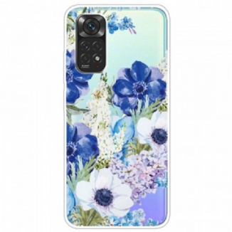 Capa Para Xiaomi Redmi Note 11 Pro / 11 Pro 5G Aquarela Flores Azuis