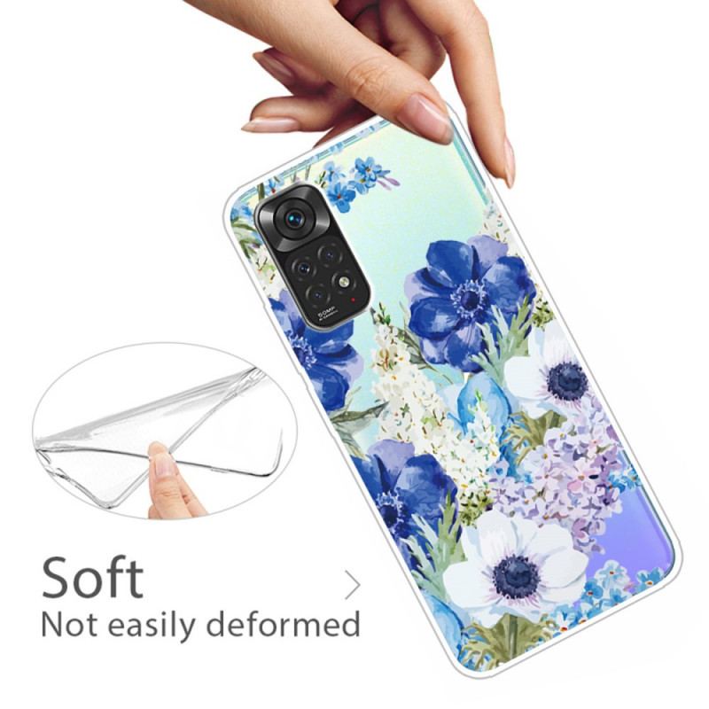 Capa Para Xiaomi Redmi Note 11 Pro / 11 Pro 5G Aquarela Flores Azuis