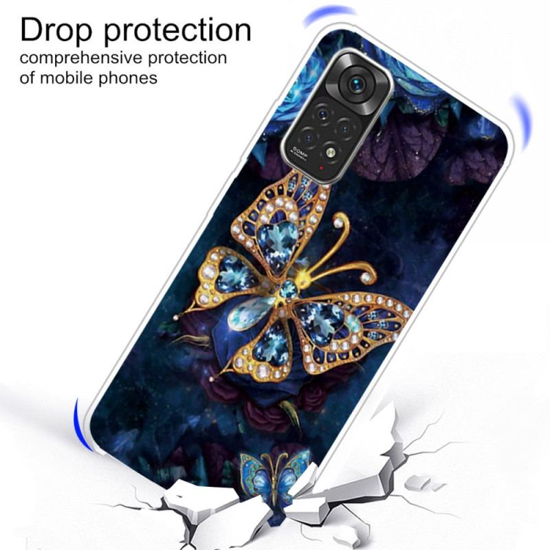 Capa Para Xiaomi Redmi Note 11 Pro / 11 Pro 5G Borboleta Dourada