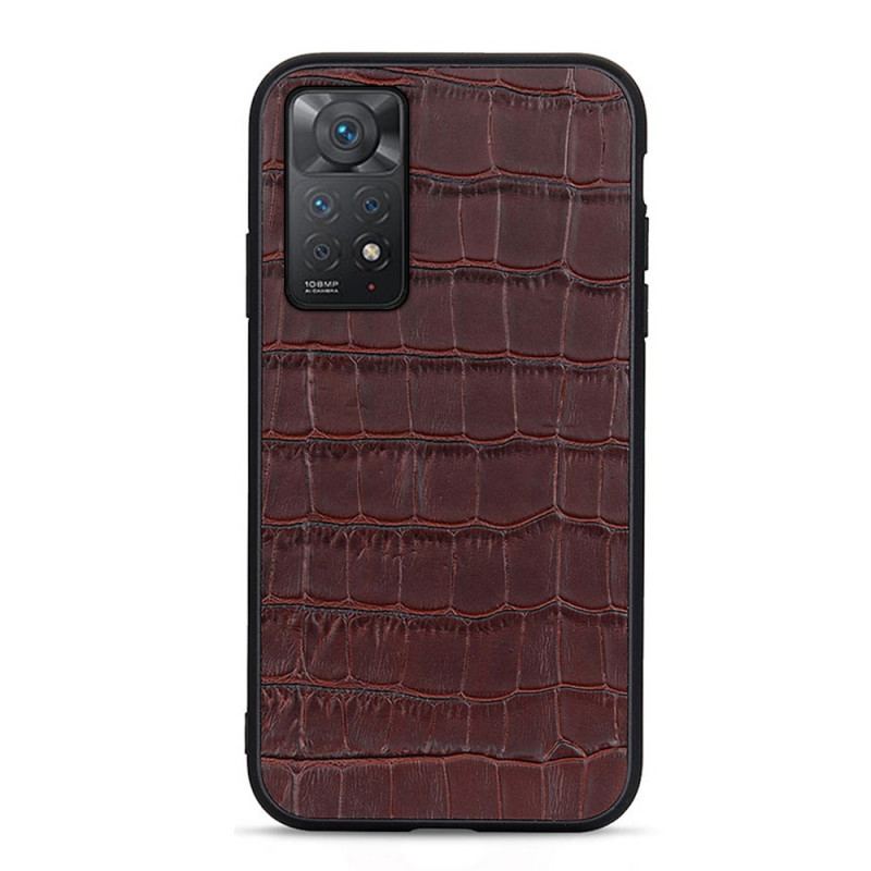 Capa Para Xiaomi Redmi Note 11 Pro / 11 Pro 5G Couro Genuíno Com Textura De Crocodilo