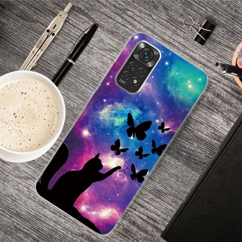 Capa Para Xiaomi Redmi Note 11 Pro / 11 Pro 5G Gato E Borboletas No Espaço