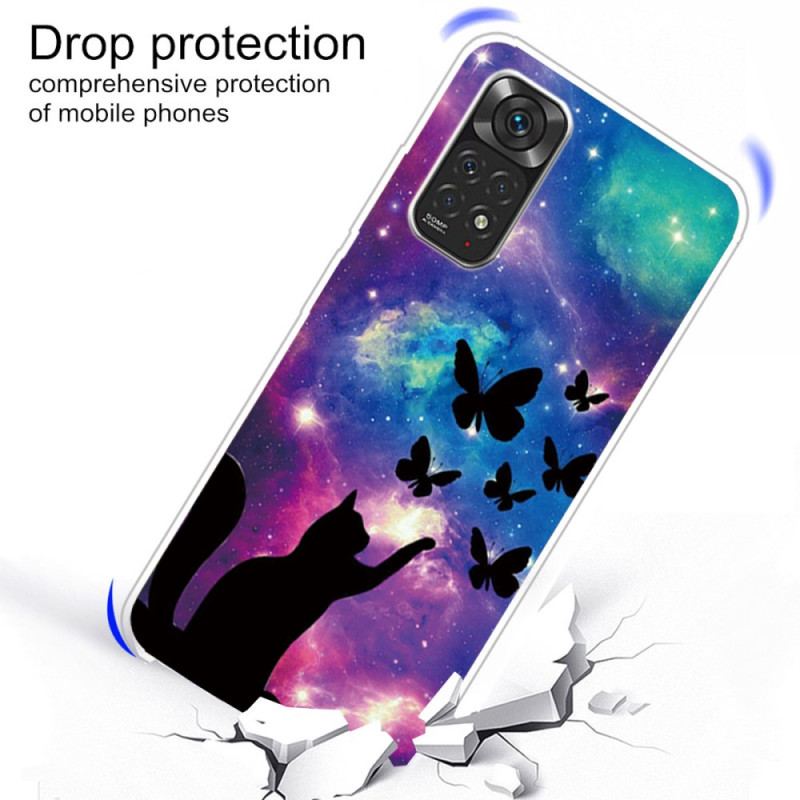 Capa Para Xiaomi Redmi Note 11 Pro / 11 Pro 5G Gato E Borboletas No Espaço