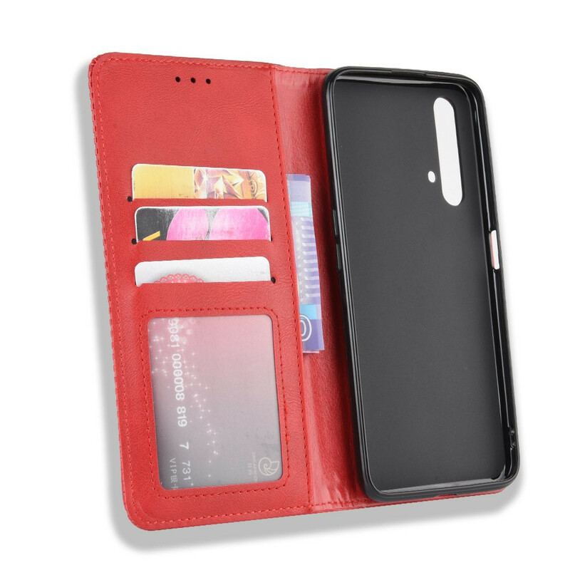 Capa De Celular Para Realme X50 Flip Efeito Couro Vintage Estilizado