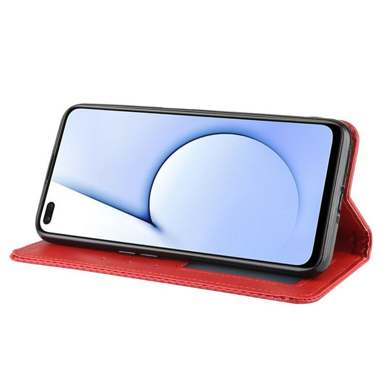 Capa De Celular Para Realme X50 Flip Efeito Couro Vintage Estilizado