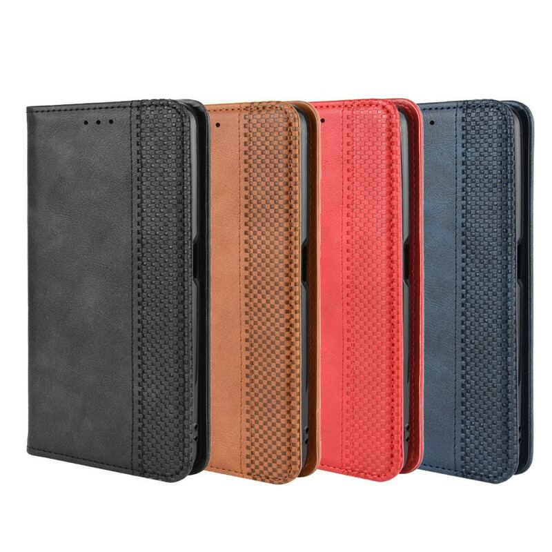 Capa De Celular Para Realme X50 Flip Efeito Couro Vintage Estilizado