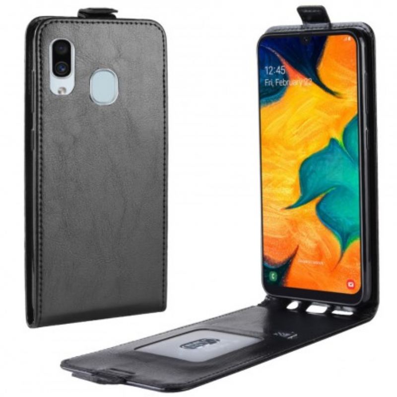 Capa De Couro Para Samsung Galaxy A30 Flip Efeito Couro Dobrável