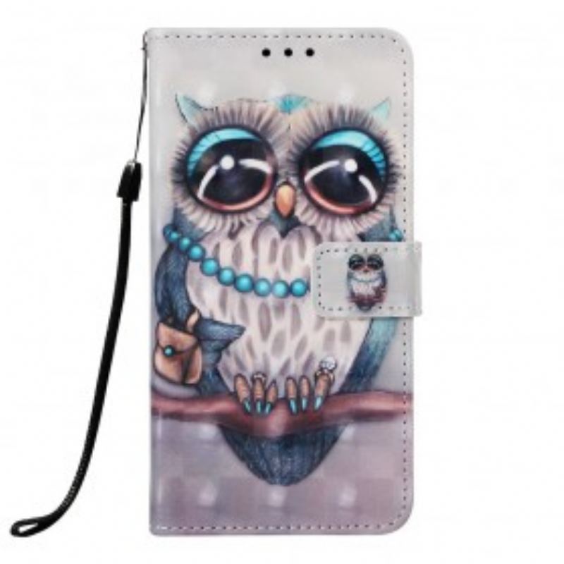 Capa Flip Para Samsung Galaxy A30 De Cordão Miss Coruja Com Alça