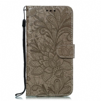 Capa Flip Para Samsung Galaxy A30 De Cordão Strap Flores Tribais