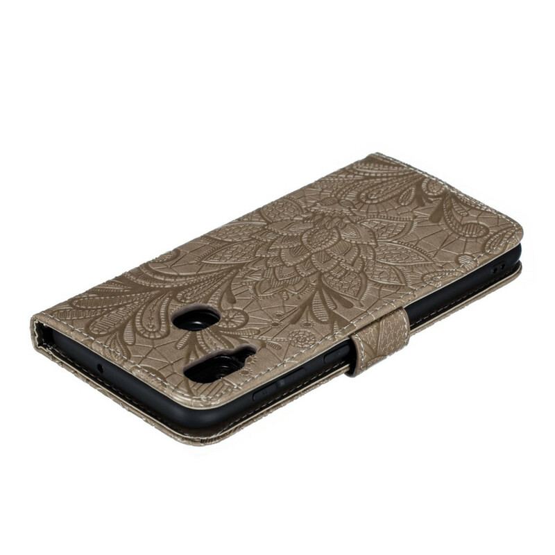 Capa Flip Para Samsung Galaxy A30 De Cordão Strap Flores Tribais