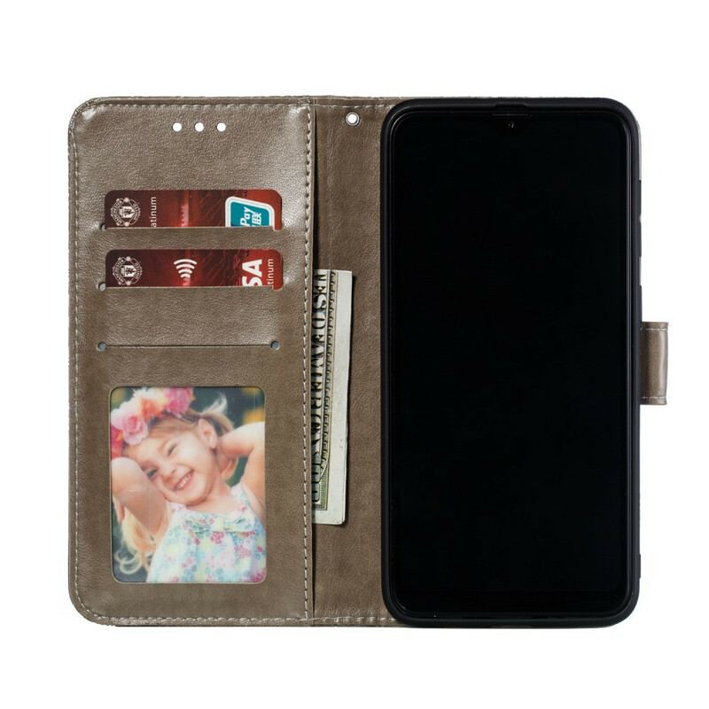 Capa Flip Para Samsung Galaxy A30 De Cordão Strap Flores Tribais