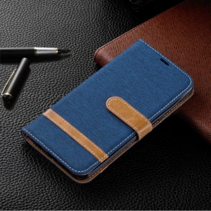 Capa Flip Para Samsung Galaxy A30 Tecido E Efeito Couro