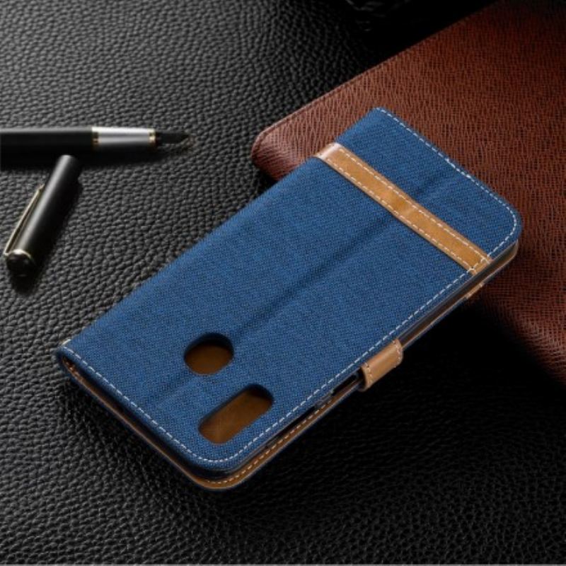 Capa Flip Para Samsung Galaxy A30 Tecido E Efeito Couro