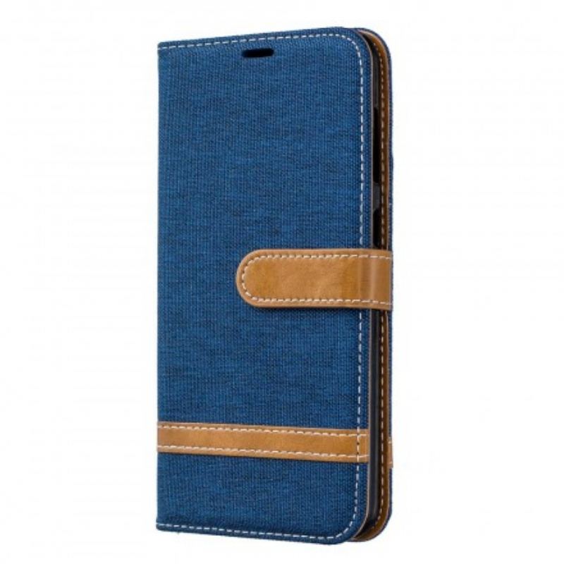 Capa Flip Para Samsung Galaxy A30 Tecido E Efeito Couro