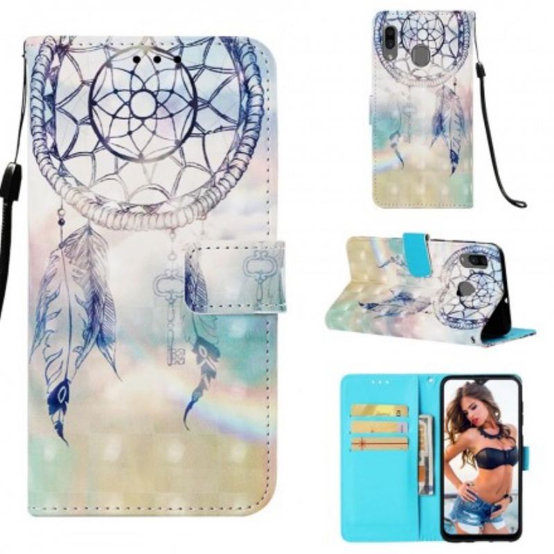 Capa Folio Para Samsung Galaxy A30 Apanhador De Sonhos Aquarela