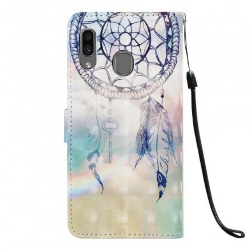 Capa Folio Para Samsung Galaxy A30 Apanhador De Sonhos Aquarela