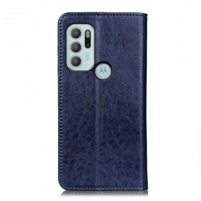 Capa De Celular Para Moto G60S Flip Couro Dividido Texturizado