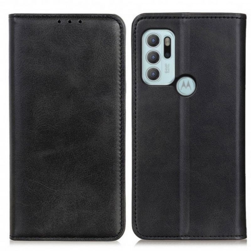 Capa De Celular Para Moto G60S Flip Couro Rachado Fosco