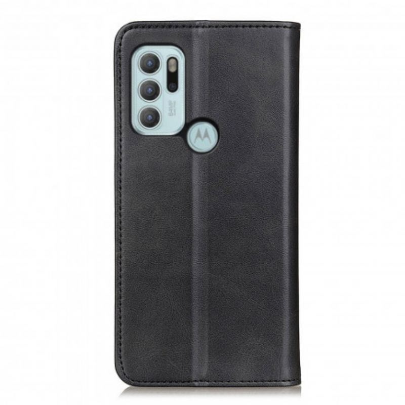 Capa De Celular Para Moto G60S Flip Couro Rachado Fosco