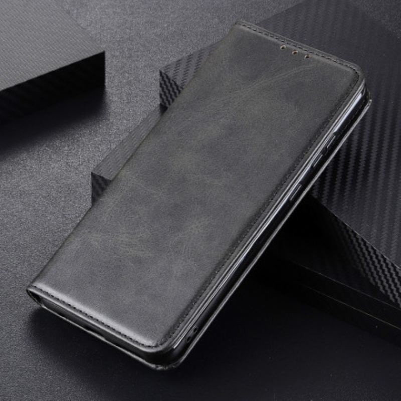 Capa De Celular Para Moto G60S Flip Couro Rachado Fosco