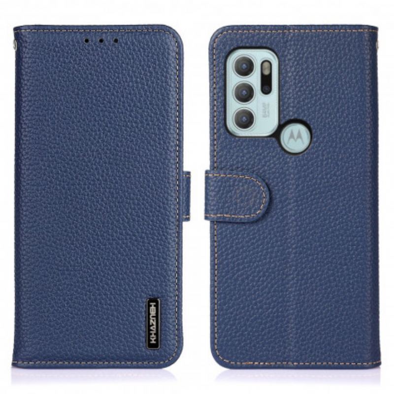 Capa Em Pele Para Moto G60S Khazneh Lichia Couro