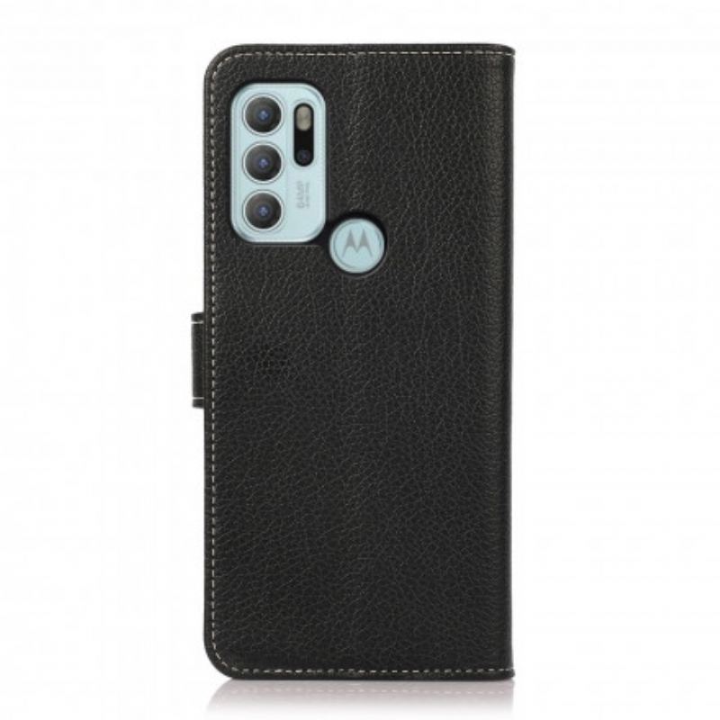 Capa Flip Para Moto G60S Costuras Expostas De Lichia