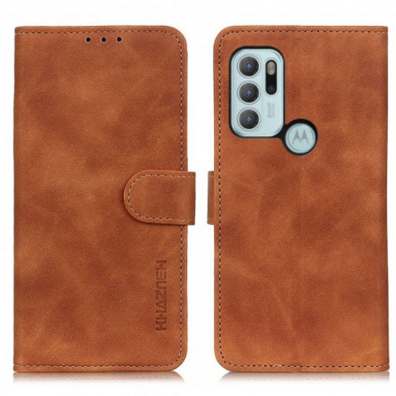 Capa Flip Para Moto G60S Efeito Couro Vintage Khazneh