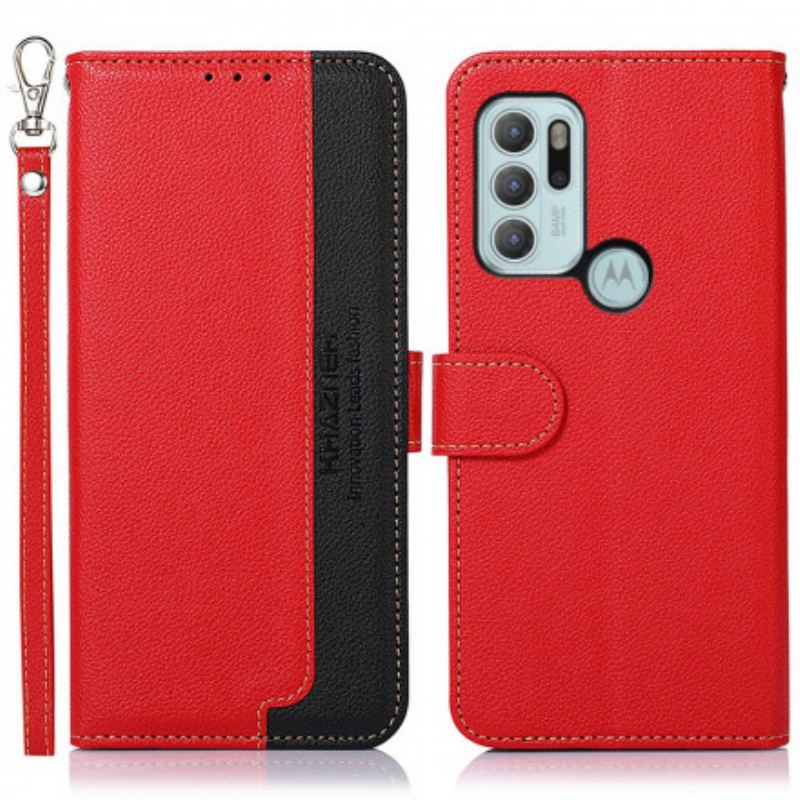 Capa Flip Para Moto G60S Estilo Lichia Rfid Khazneh