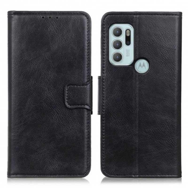 Capa Flip Para Moto G60S Fecho Reversível Efeito Couro