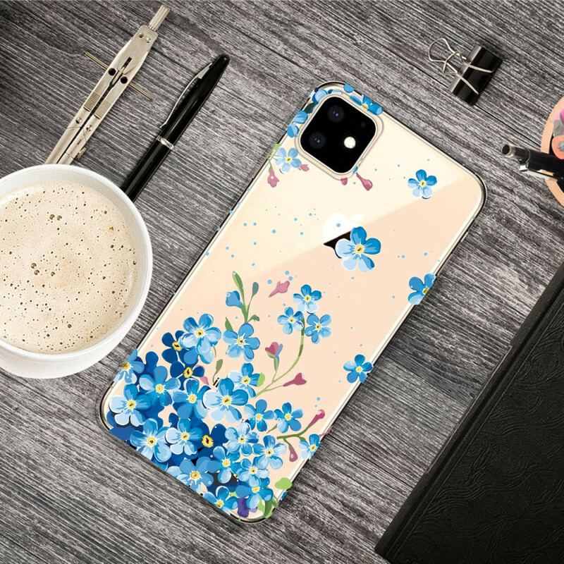 Capa De Celular Para iPhone 11 Buquê De Flores Azuis