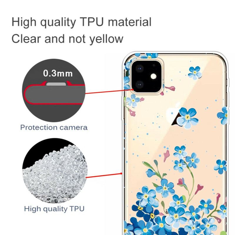 Capa De Celular Para iPhone 11 Buquê De Flores Azuis