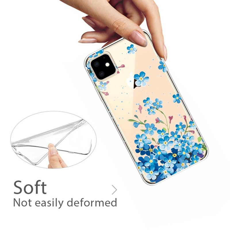 Capa De Celular Para iPhone 11 Buquê De Flores Azuis