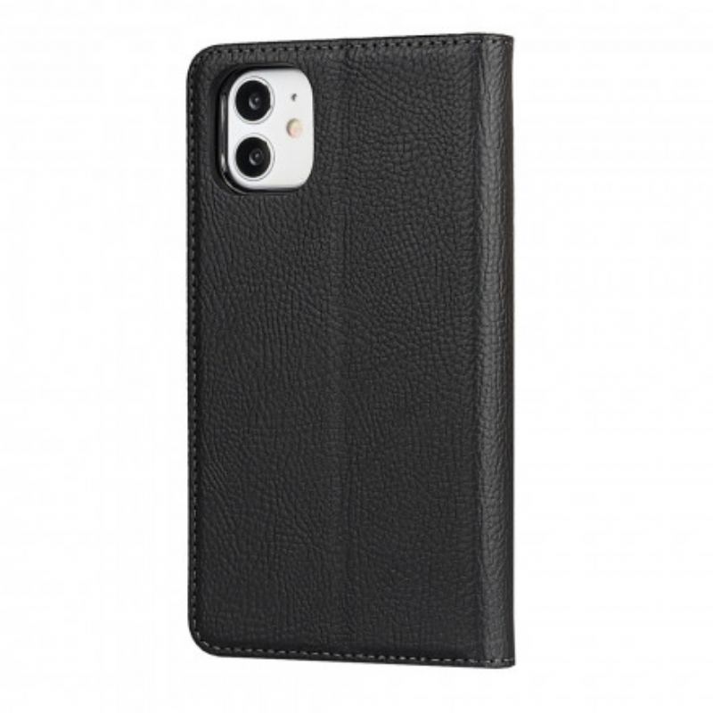 Capa De Celular Para iPhone 11 De Cordão Flip Correia De Couro Litchi Genuíno