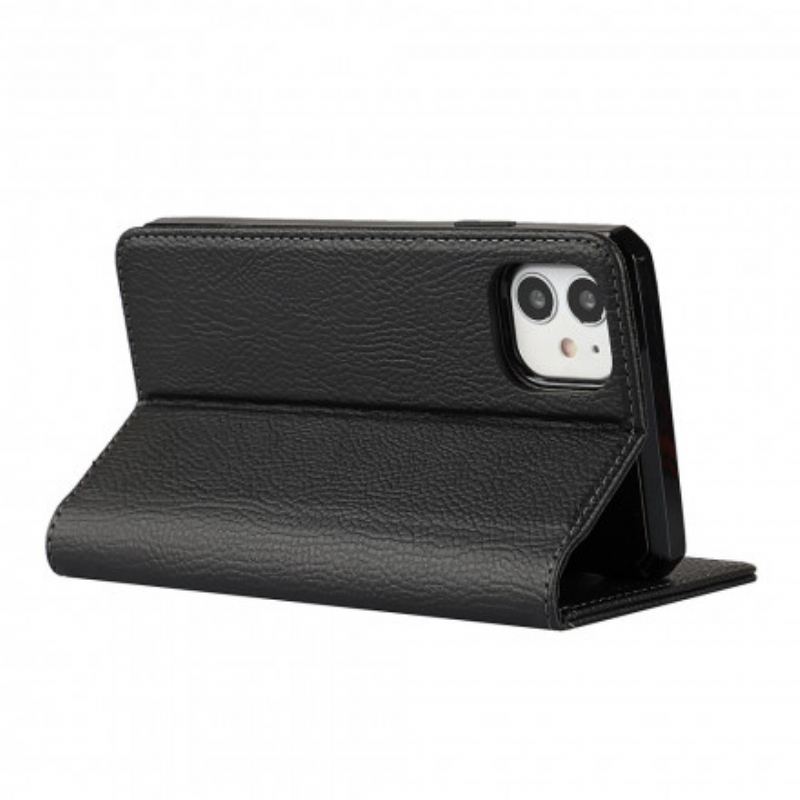 Capa De Celular Para iPhone 11 De Cordão Flip Correia De Couro Litchi Genuíno