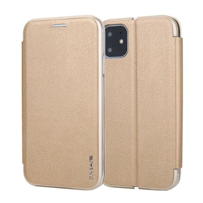 Capa De Celular Para iPhone 11 Flip Bordas Metálicas De Couro Falso