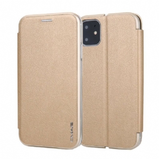 Capa De Celular Para iPhone 11 Flip Bordas Metálicas De Couro Falso