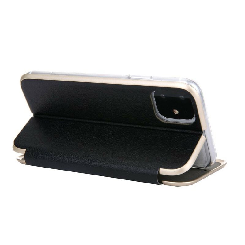 Capa De Celular Para iPhone 11 Flip Bordas Metálicas De Couro Falso