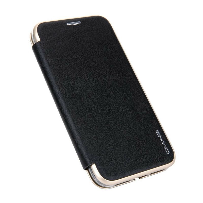 Capa De Celular Para iPhone 11 Flip Bordas Metálicas De Couro Falso