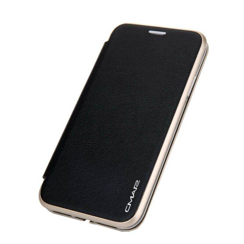 Capa De Celular Para iPhone 11 Flip Bordas Metálicas De Couro Falso