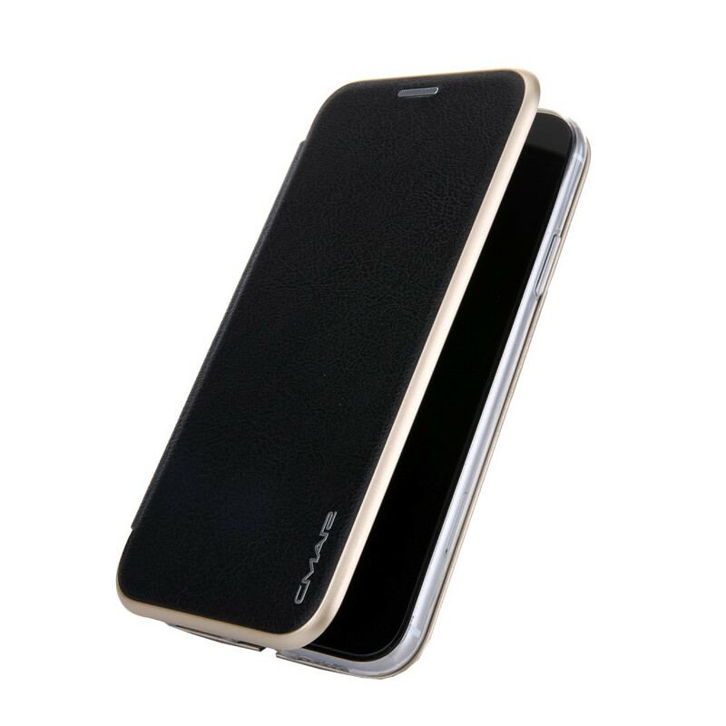 Capa De Celular Para iPhone 11 Flip Bordas Metálicas De Couro Falso