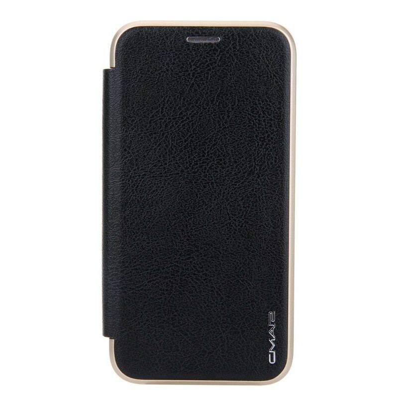 Capa De Celular Para iPhone 11 Flip Bordas Metálicas De Couro Falso